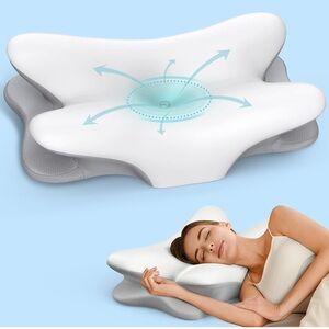 Ergonomic White and Gray Pillow